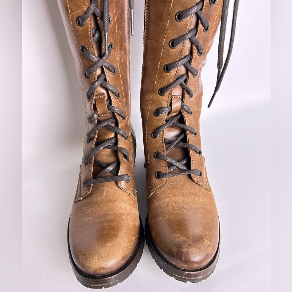 Frye Melissa Tall Lace Brown Leather Hunger Games Boots Women’s Size 6 - Picture 9 of 16
